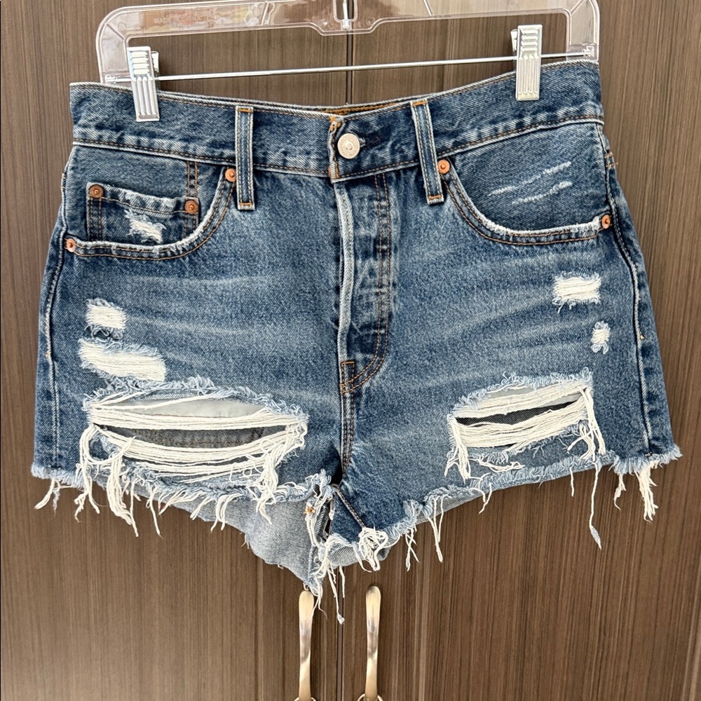 Levi's 501 Distressed Blue Jean Shorts